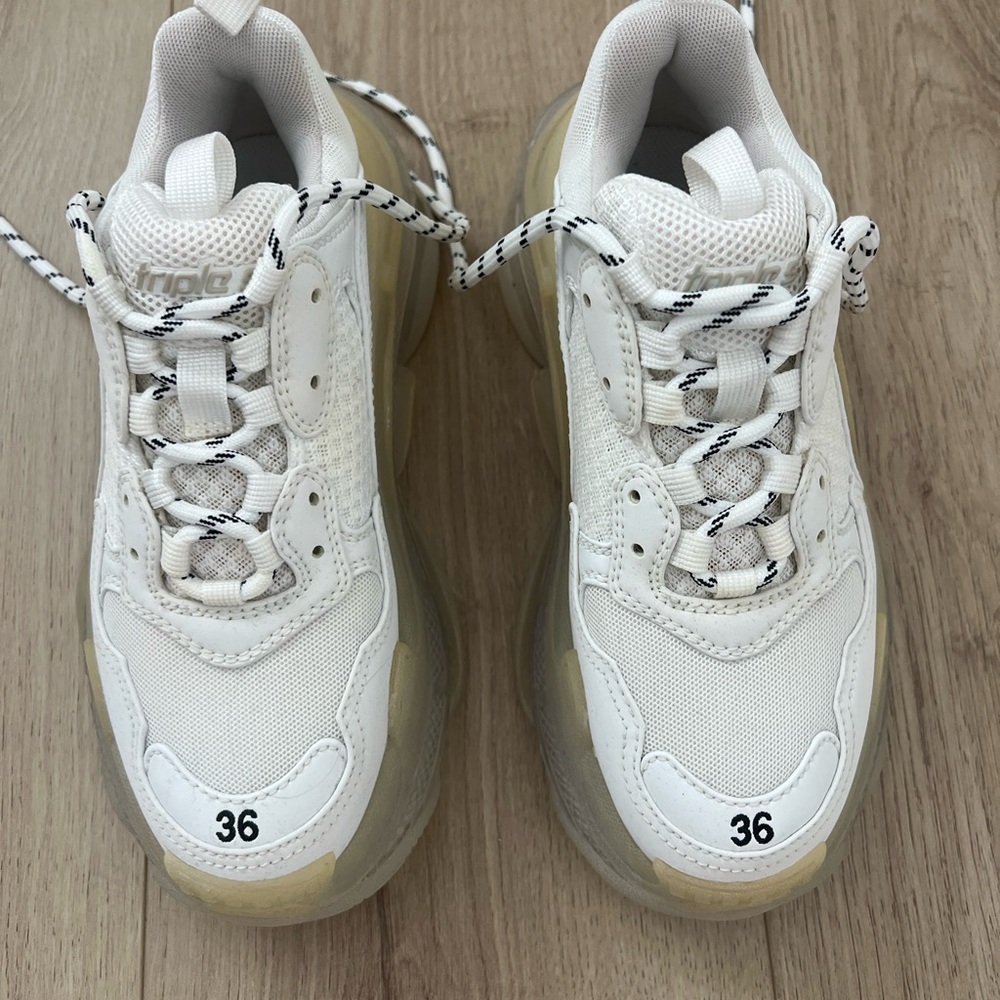 Balenciaga Triple S White with Clear Soles - Size 6